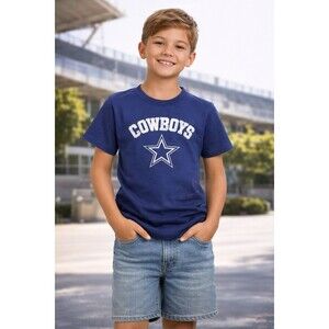 Dallas Cowboys Youth M Shirt Fanatics Pro Line Blue Logo Tee NWT